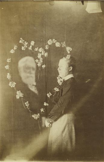 (SPIRIT PHOTOGRAPHY) Group of 3 spirit photographs, including one featuring the spiritual presence of the former First Lady, Mary Todd